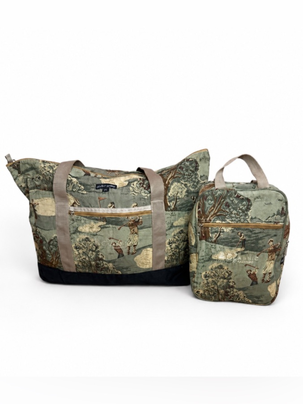 Vintage Golfer's Gallery Golf Tapestry Tote + Shoe Bag Set | Made USA